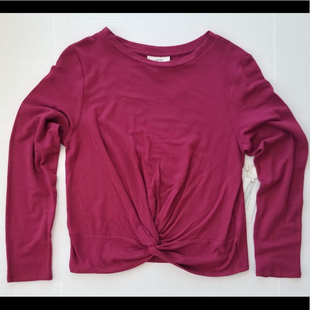 Ivoire Raspberry/plum Front Knot Top